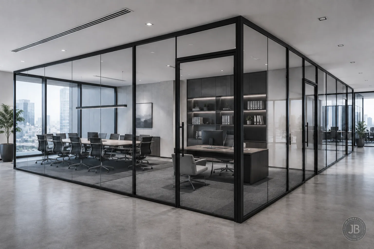 Modern commercial glass shopfront and aluminium frame in Johor Bahru